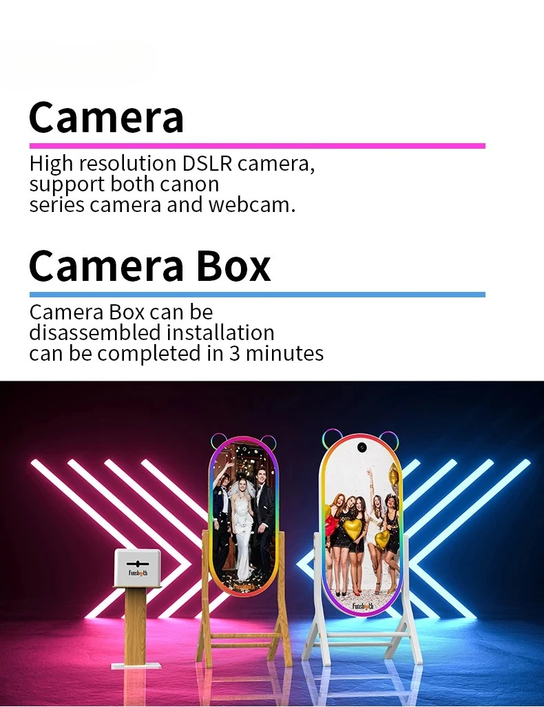 Nuevo Espejo Fotográfico con Marco LED para Selfies, Cabina de Fotos Portátil con Pantalla Táctil, Espejo Mágico con Pantalla Táctil de 43 Pulgadas