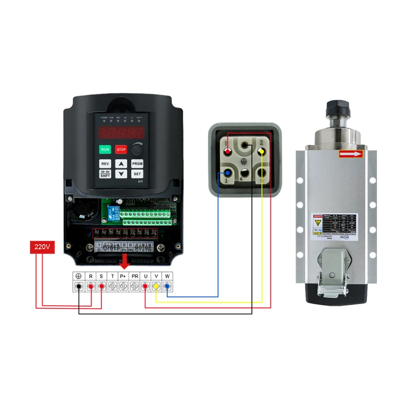 Husillo cuadrado refrigerado por aire, husillo CNC de 24000rpm, 220V, 1,5 kW, 2,2 kW + inversor VFD de CA 200-240V + pinza ER11 ER20, sin IVA, envío