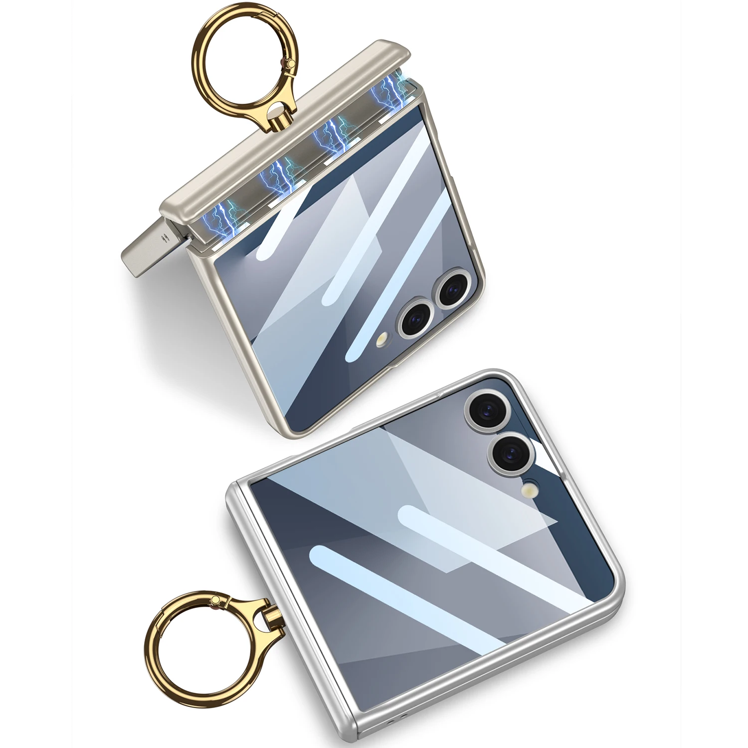 

For Samsung Galaxy Z Flip 7 Case Hard Ring Middle hinge Magnetic Wireless Charging Protective Back Cover For Z Flip7 Phone Shell