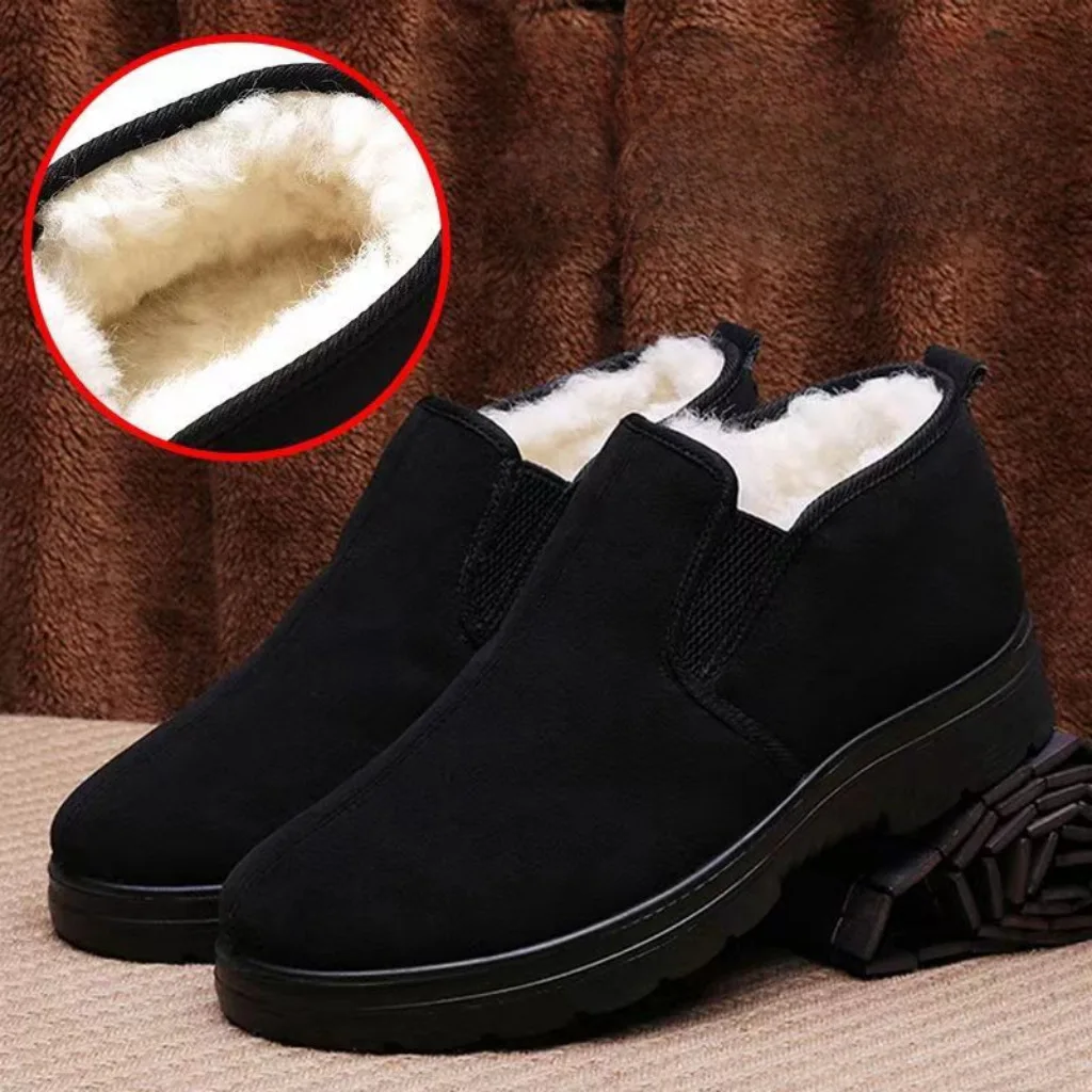 Old Beijing Men's Cotton Shoes Winter Thickened Fleece Anti-slip Soft Bottom Casual Warm Middle-aged And Elderly Dad High-top...