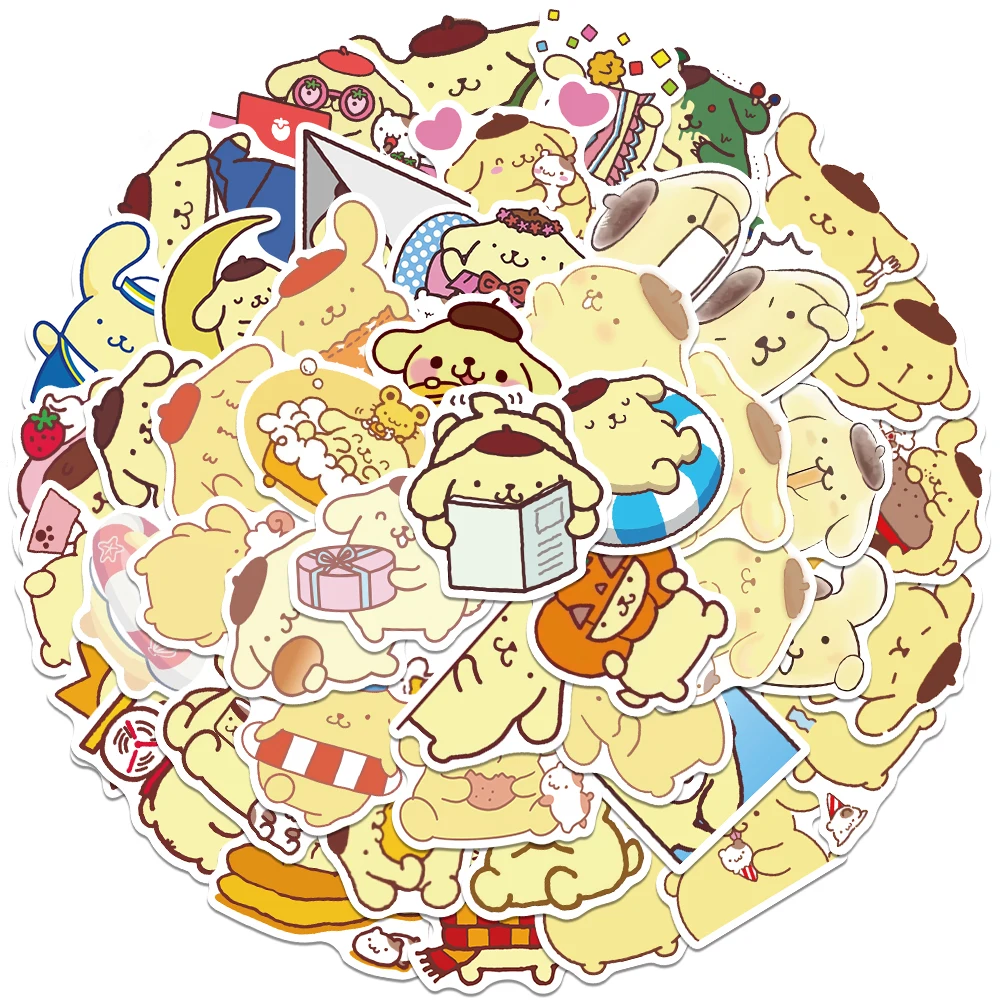 50/100pcs Sanrio Kawaii Pompompurin Dog Anime Cartoon Stickers Refrigerator Phone Laptop Guitar Stationery Kid Graffiti Sticker