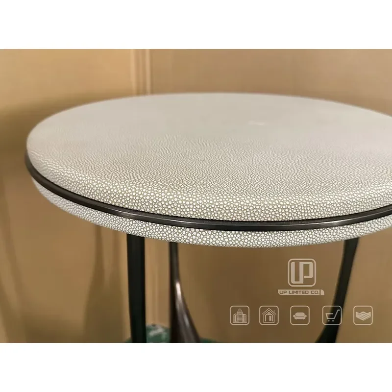 Modern Marble Top Round Textured Side Table with Dark Bronze Base Durable Easy to Clean Home Furniture for Living Room