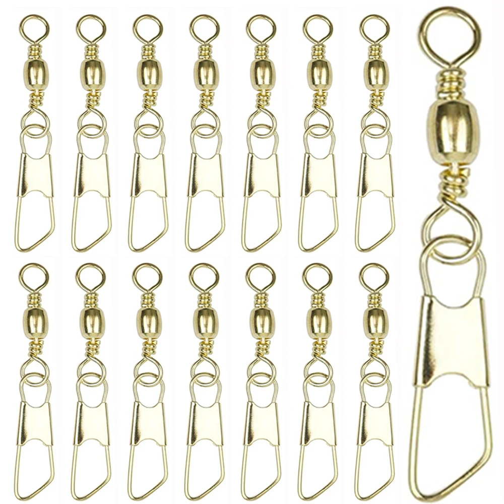 200Pcs Fishing Barrel Swivel with Safety Copper Fishing Connector Snap Swivels High Strength lure Fishing rig Accessories Tackle