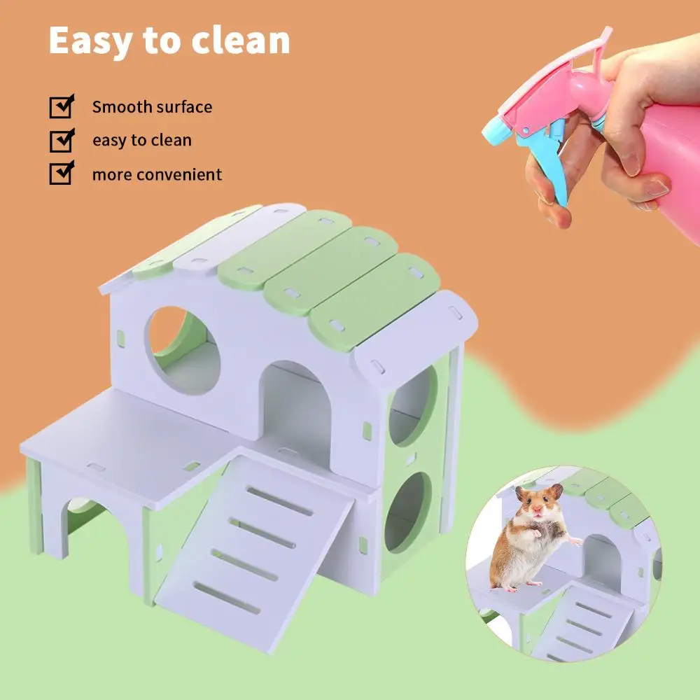 Hamster Play Toys Set Wooden Hamster House Boredom Breaker Activity Toy DIY Hamster Cage Accessories for Small Pets