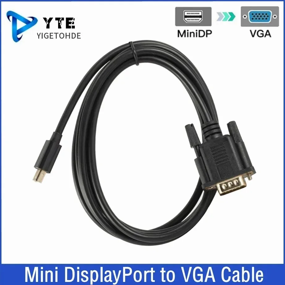 

Mini DisplayPort DP To VGA Cable Adapter 1.8m Mini Thunderbolt to VGA Male to Male Converter 1080p For HDTV PC Laptop Projector