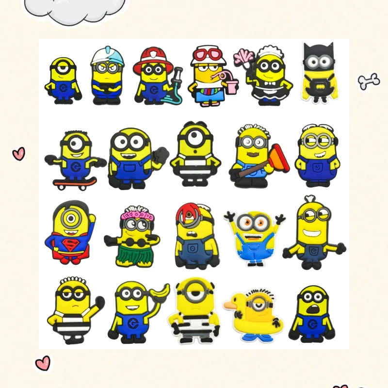 

24Pcs popular anime cartoon character Minion shoes accessories fun beach slippers cartoon shoe decorations