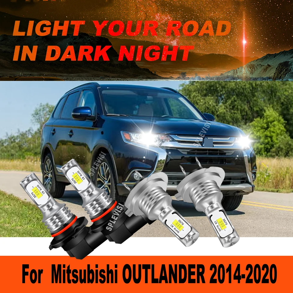 9005 H7 LED White 6000K Car Lights High Low Headlights 1 Year Warranty For Mitsubishi OUTLANDER 2014 2015 2016 2017 2018-2020