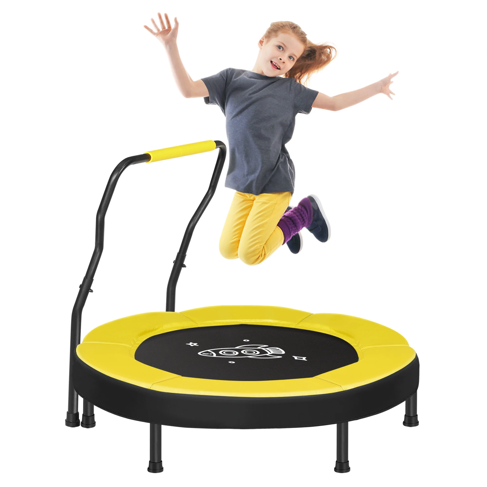 SONGMICS Trampoline for Kids, 3ft Mini Trampoline with Handlebar, Toddler Trampoline for Indoor and Outdoor, Max. Load 220 lb