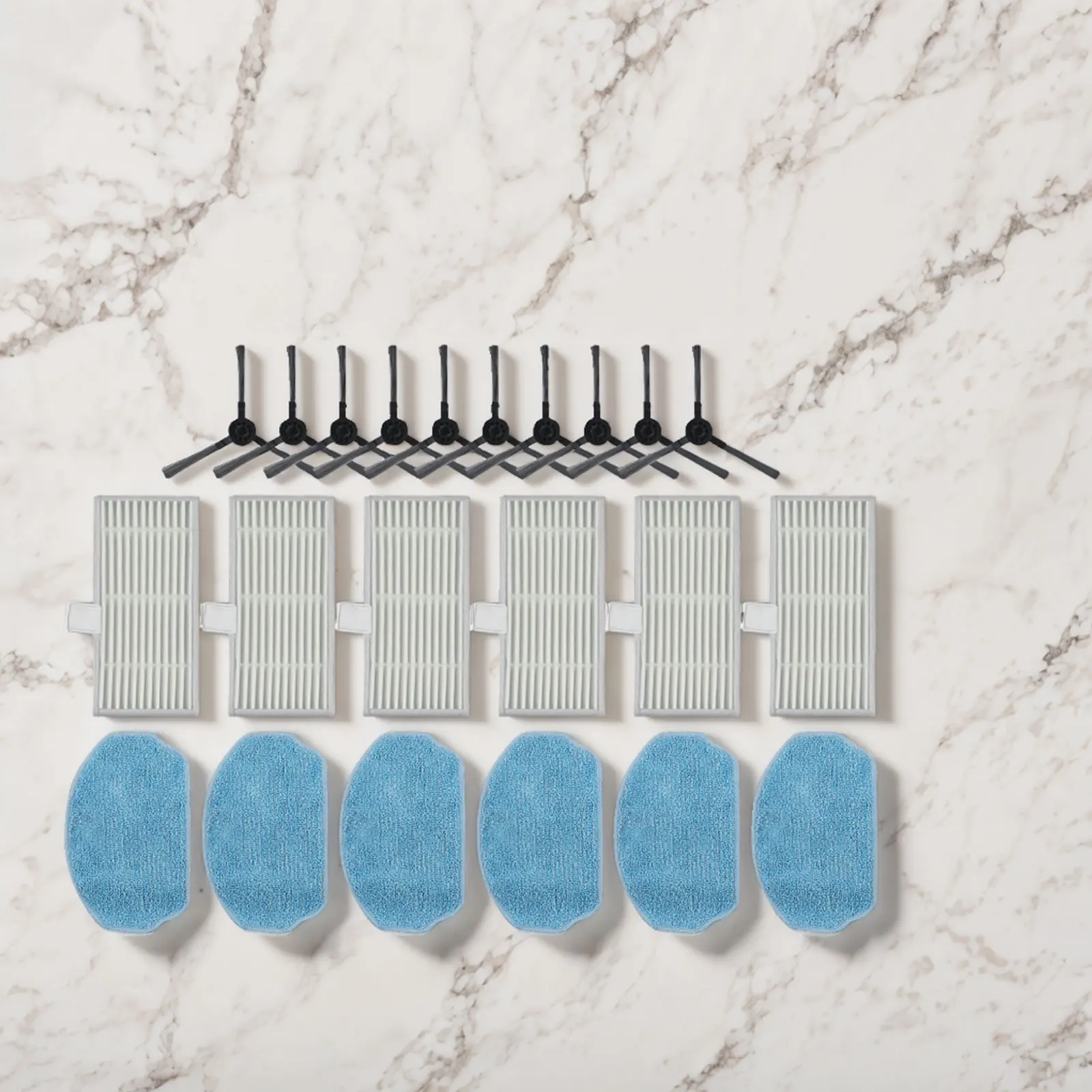 

1 Set For EICOBOT BR150 For Cecotec For Conga 999 For X-Treme Robot Vacuum Cleaner Accessories 6 Mop Cloths 10 Side Brushes Kits