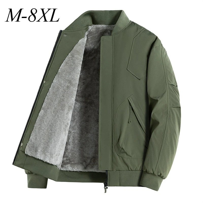 

Winter Men Padded Jacket Fleece Lined Korean Style Lightweight Coat Classic Baseball Collar Outdoor Riding Windproof Warm Coats