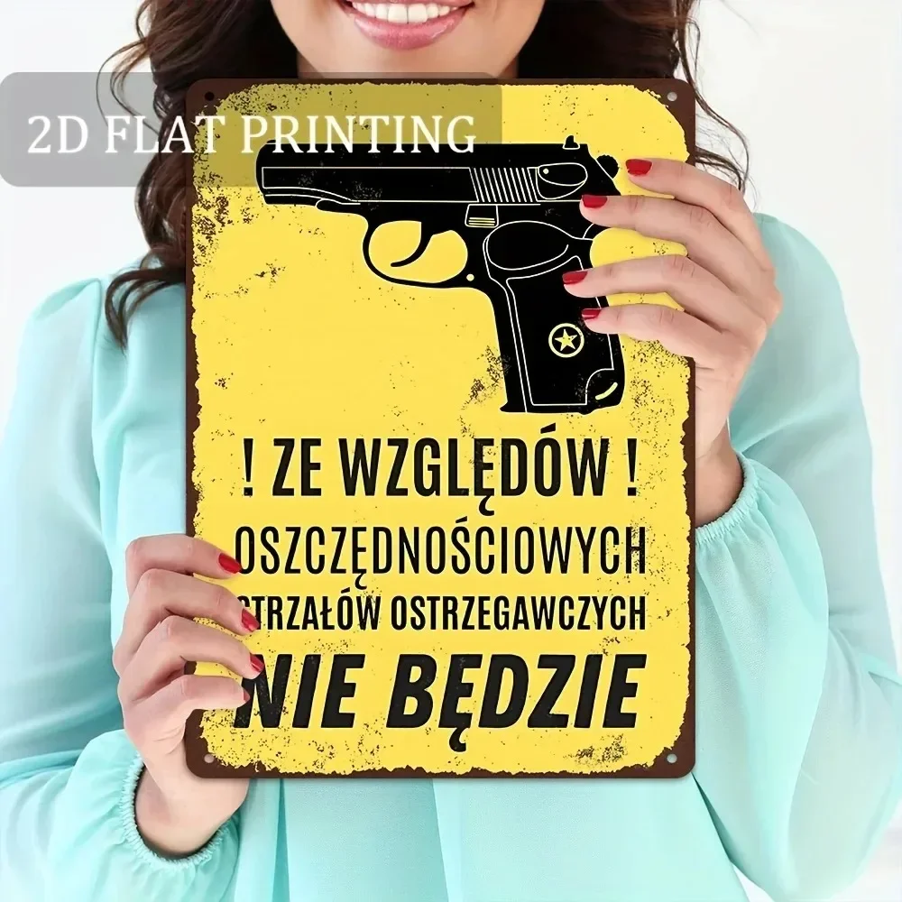 CIFBUY Vintage Pistol Pattern Metal Tin Sign Retro Funny Quote Aluminum Wall Plaque Home Bar Garage Decor