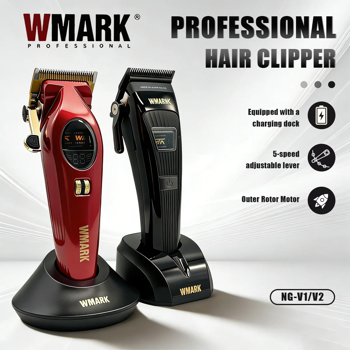 WMARK Hair Clippers Adjustable Hair Cutting Machine Outer Rotor