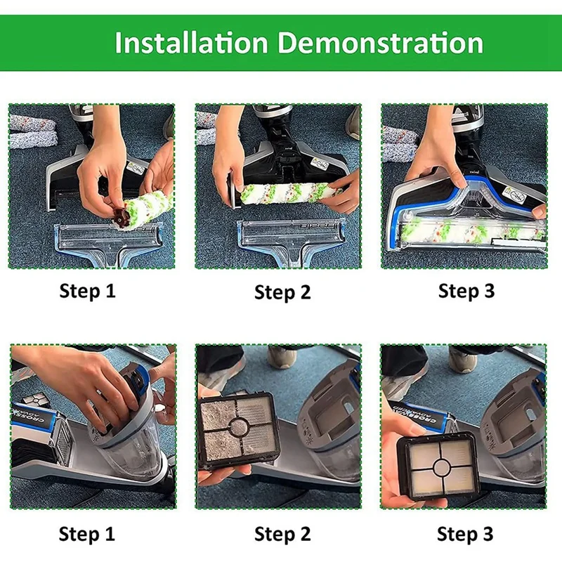 Replacement Roller Brush Hepa Filter For Bissell 1866 1868 1926 1785 Vacuum Cleaner Accessories Part 1613568&1608684
