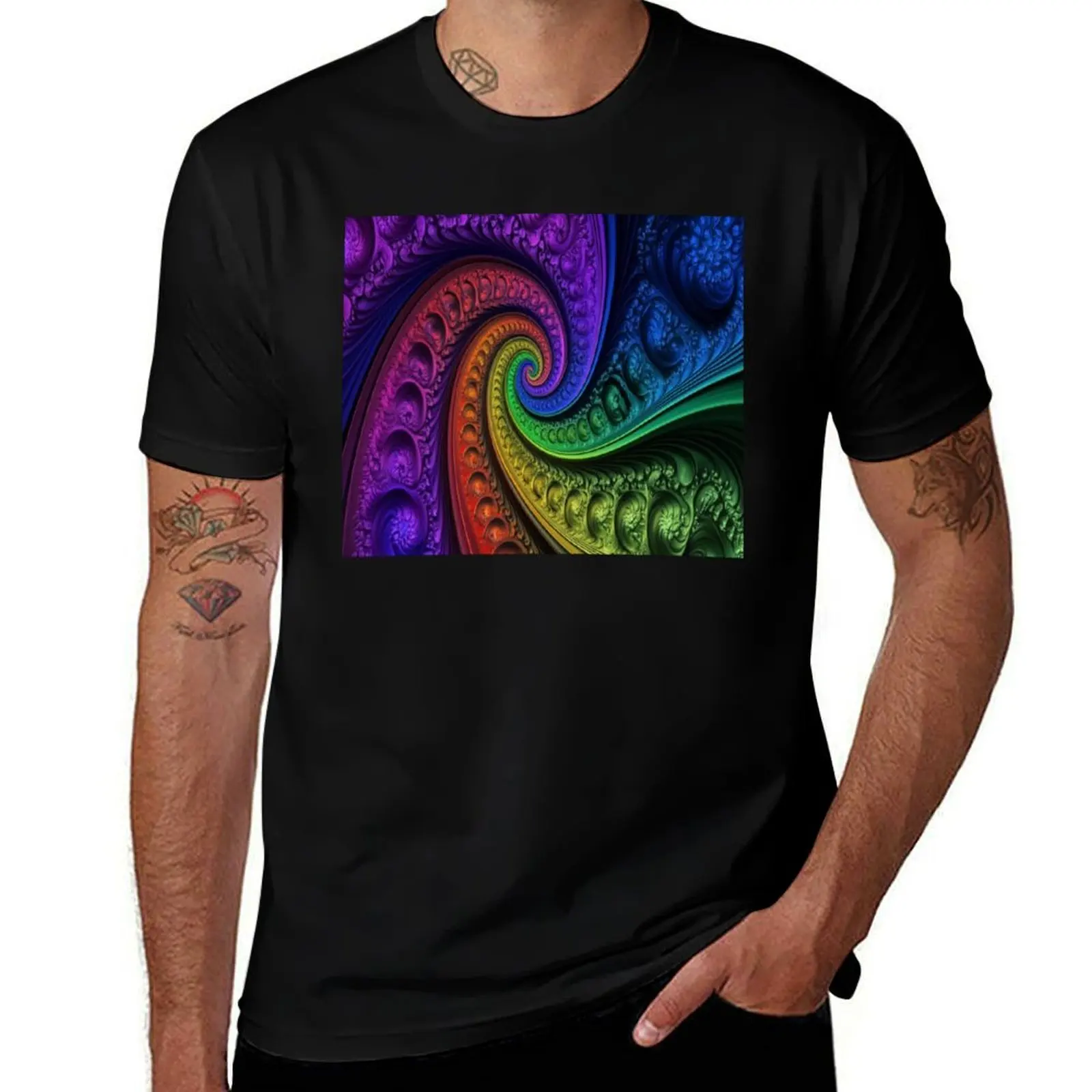 

Rainbow Fractal Swirl T-Shirt Anime t-shirt boys whites custom shirt plus size clothes mens clothing