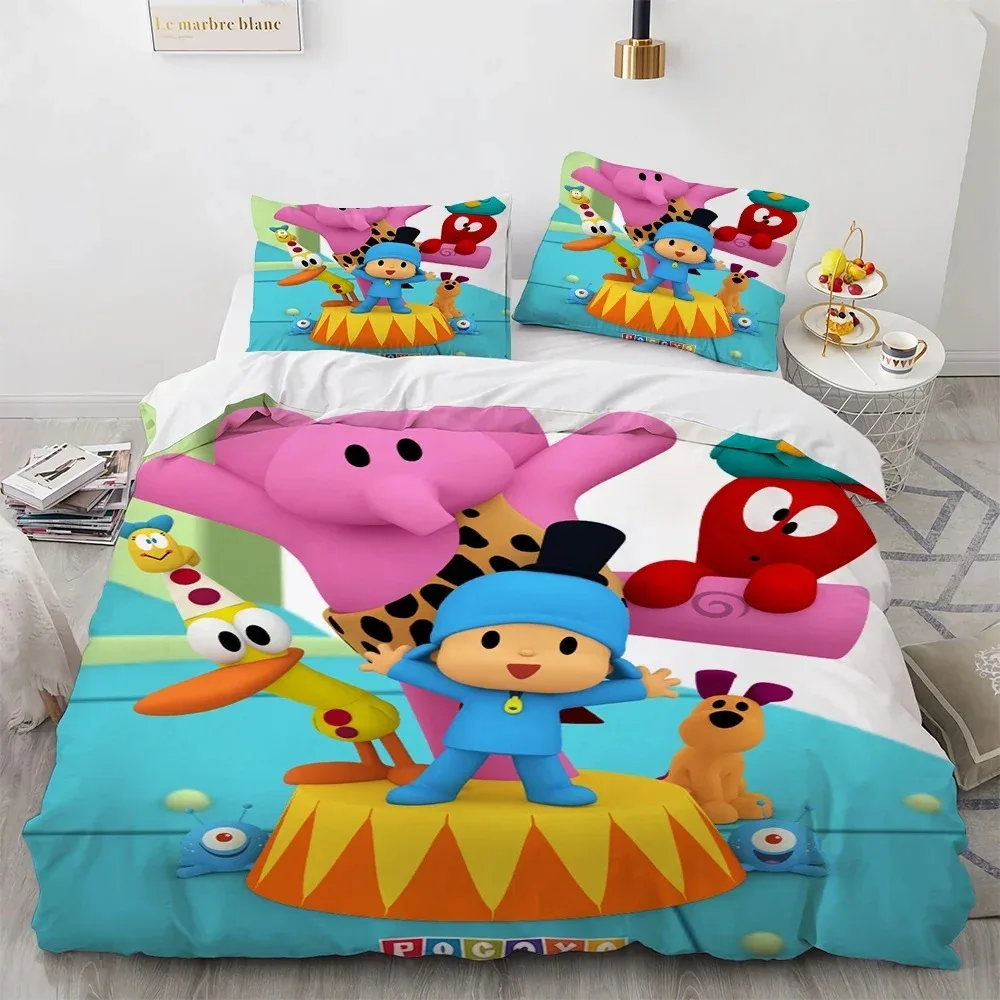Exquisite 3D P-POCOYOS Wallpaper Anime Elly Pato Digital Printing Bedding Set Duvet Cover Comforter Bed Youth Kids Girl Boy Gift