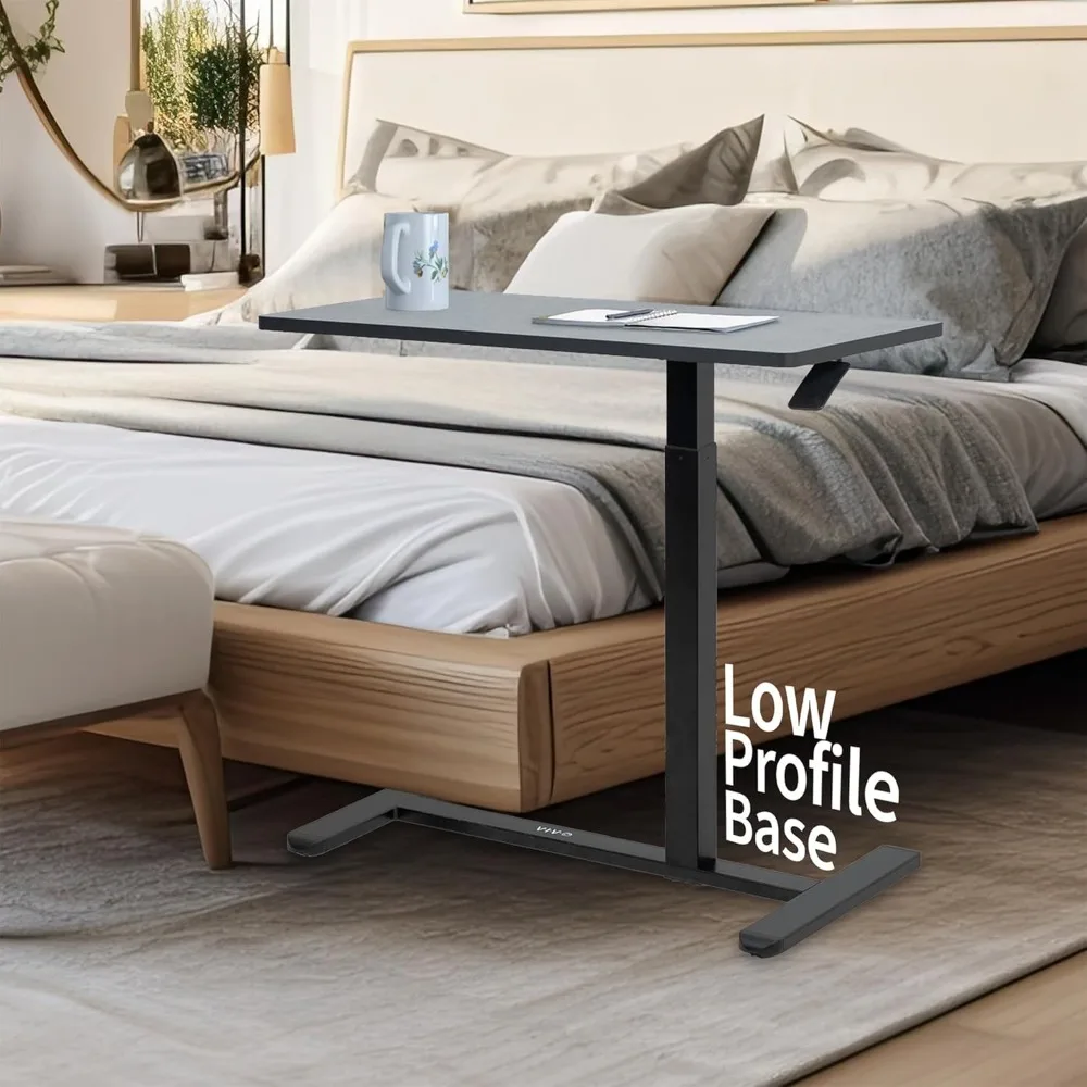 32 x 16 inch over-couch laptoptafel, in hoogte verstelbaar nachtkastje voor fauteuil, zwart, CART-V02L