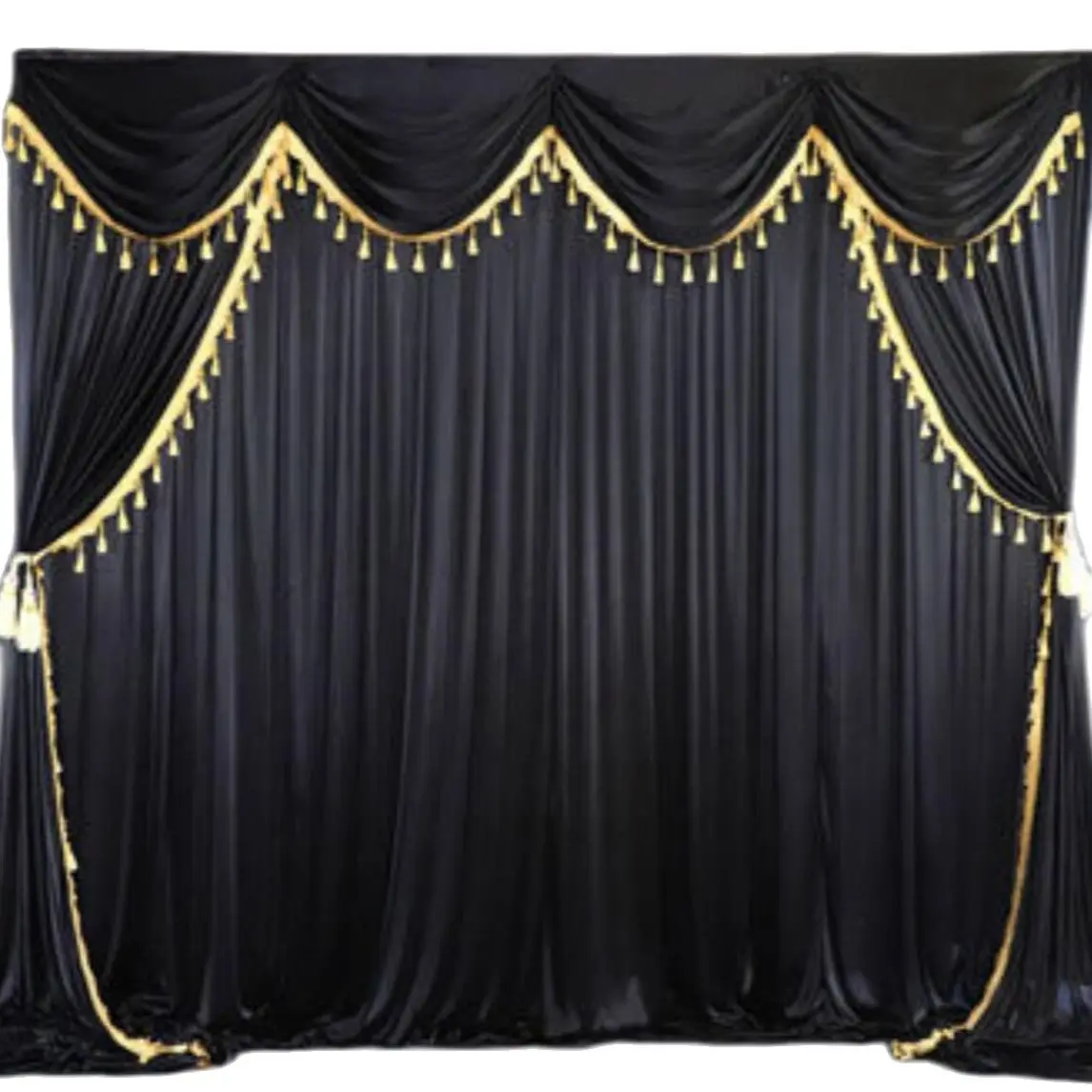 

Black Curtain Formal Backdrop Silk Cloth Church Wall Wedding Background Drapes Photo Booth