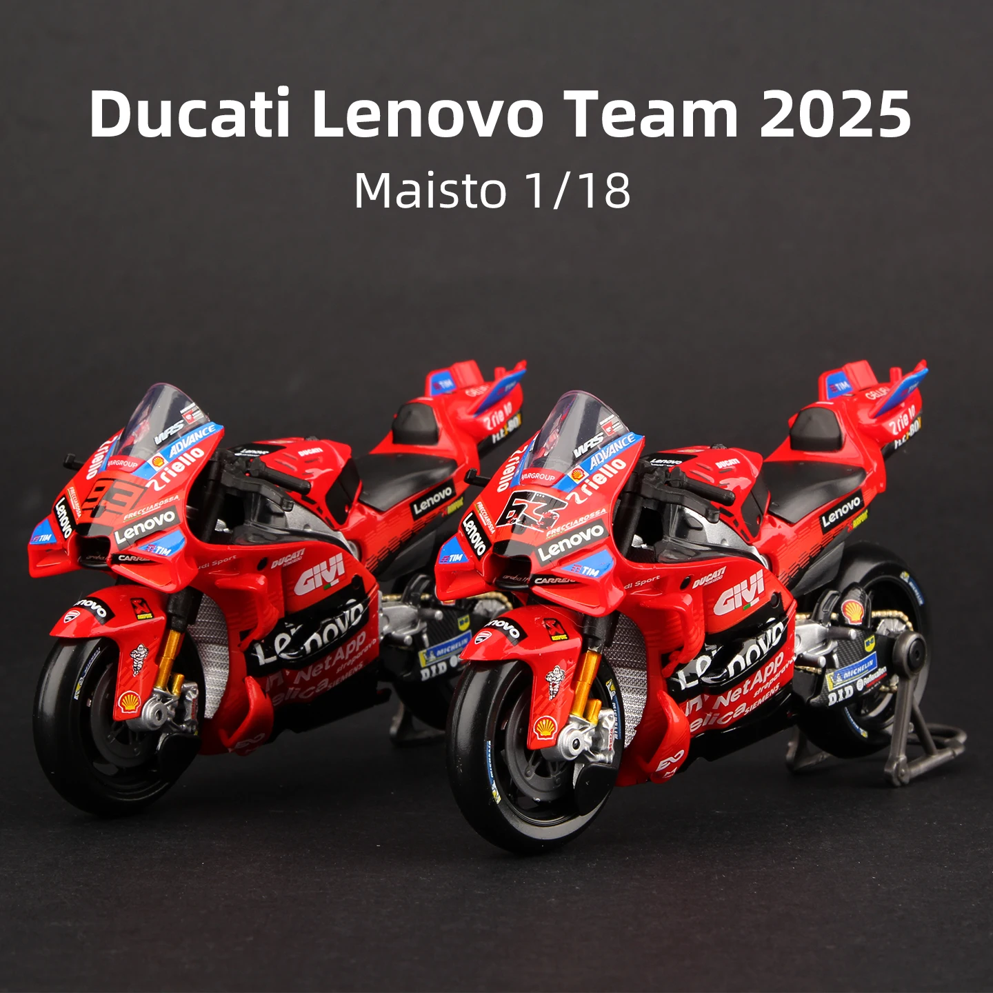 Maisto 1:18 Ducati Lenovo Team 2025 GP Racing Moto Model 93# Marc Marquez 63# Francesco Bagnaia Static Motorcycle Toy