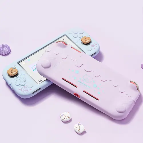Imagen 2 del producto GeekShare Mikko Carcasa protectora de silicona compatible con Switch Lite, funda de helado suave y dulce con 2 tapas de agarre para pulgar