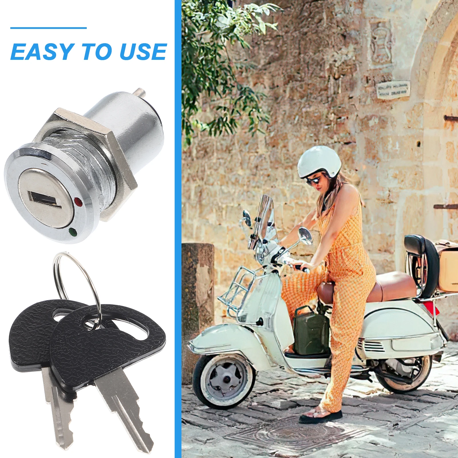 

Electric Car Cabinet Power Lock Zinc Alloy Two Gear Switch Electric Vehicle Office Home Security Storage Box Drawer File Cam