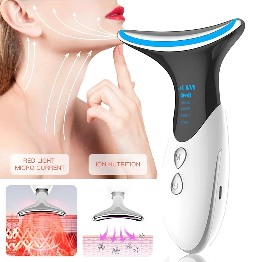 

EMS Lifting Beauty Device Neck Anti Wrinkle Face LED Photon Therapy Skin Care Tighten Massager Reduce Double Chin Wrinkle Remove