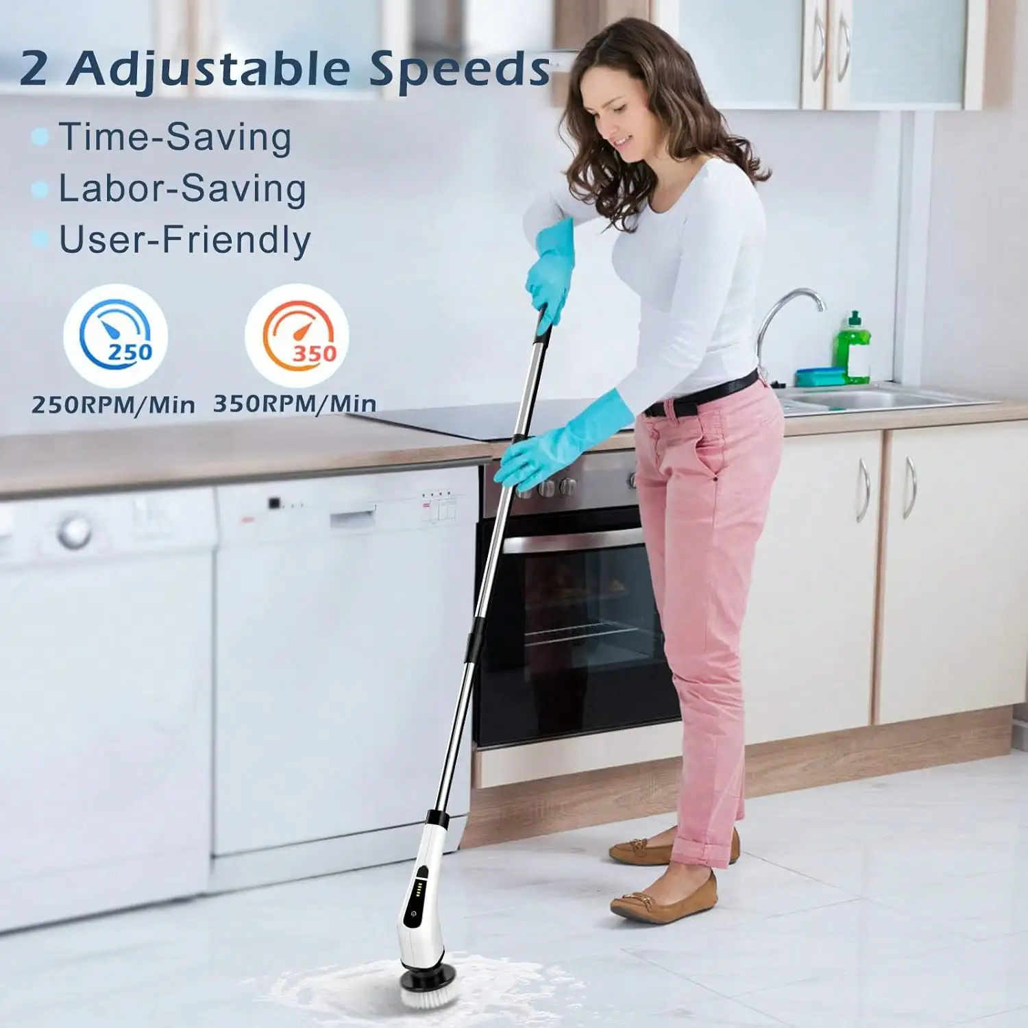 BCWW Electric Spin Scrubber,2500mha Rechargable Cordless Cleaning Brush,IPX7 Bathroom Scrubber Shower Scrubber With 9 Replaceable Brush Head,2 Crevice Cleaning Brus,2 Adjustable Speed For Bathtub Grout Tile Floor