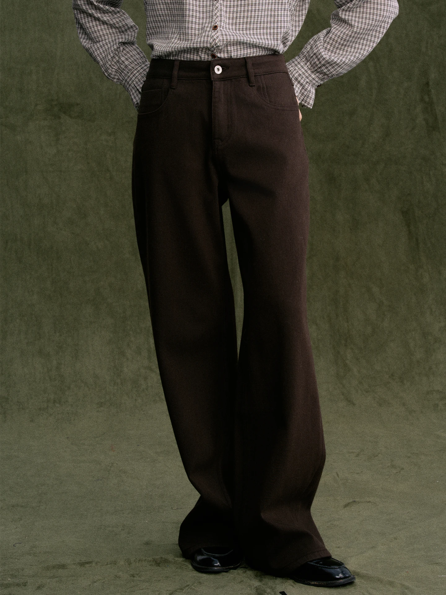 

Брюки Jicouture с высокой талией, свободные, широкие, прямого кроя, коричневые джинсовые, женские, осенне-зимние, хлопковые