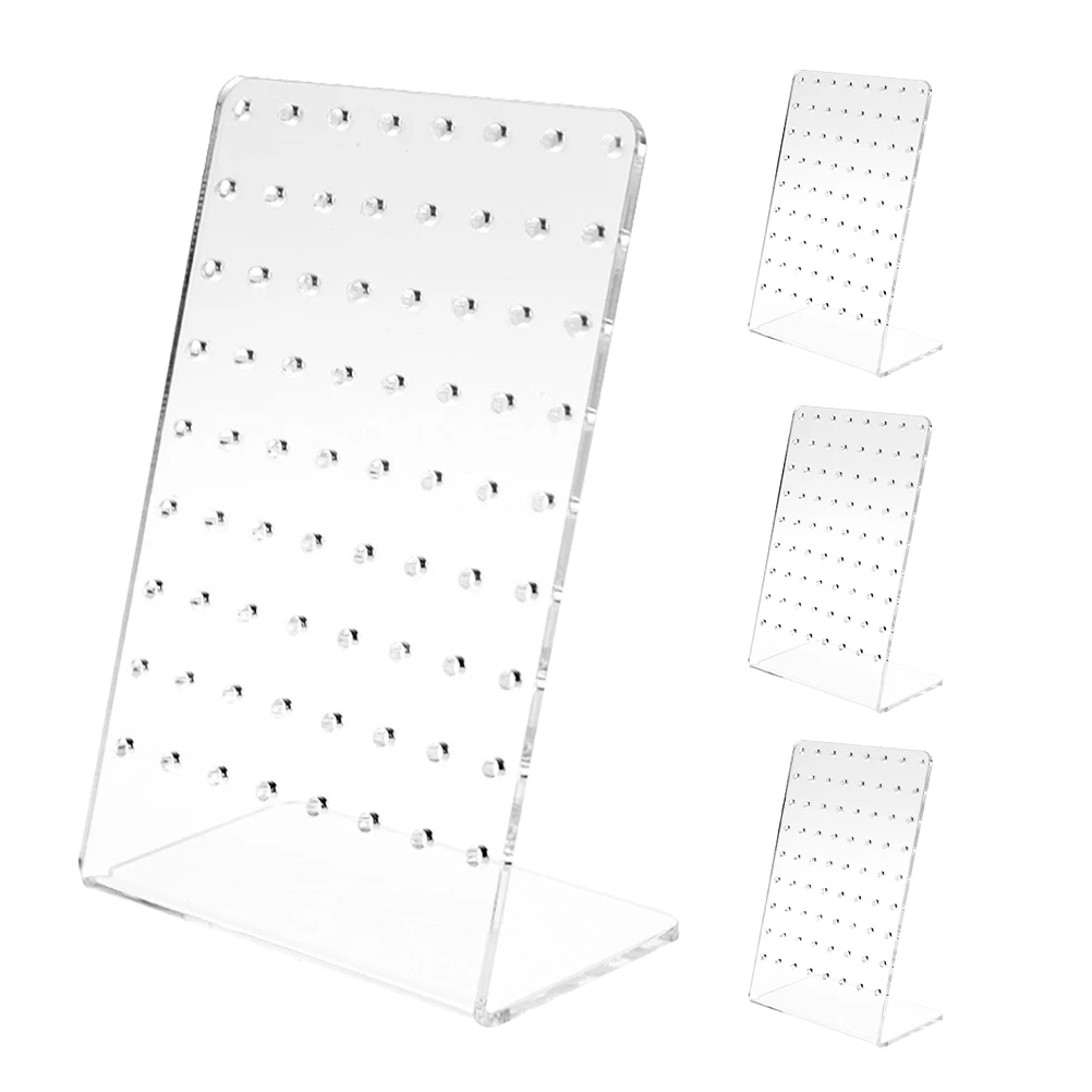 

4pcs Acrylic Earring Holder 72 Holes L-Shaped Earrings Display Stand Organizer Rack Storage Holder For Studs Hoops Dangles