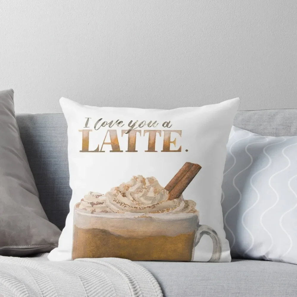 

I love you a latte - Pumpkin spice latte watercolour painting Throw Pillow Embroidered Cushion Cover Sofa Cushions Cover pillow