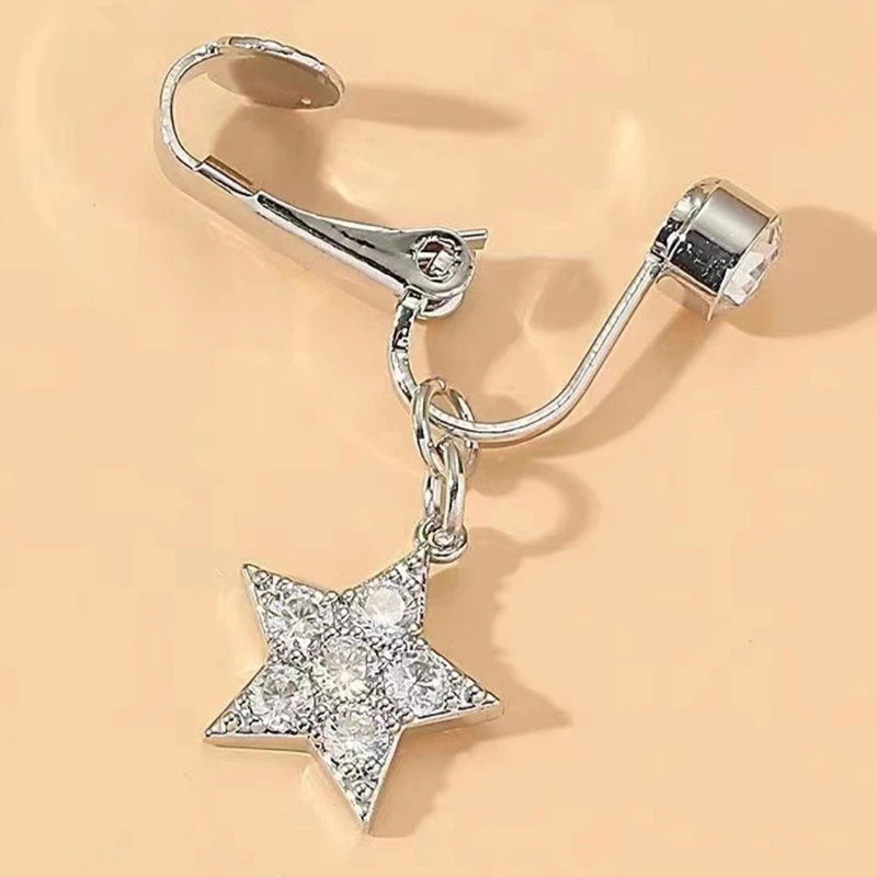 E0BF Bequemer Bauchclip aus Kupfer ohne Piercing, einfach zu tragende Nabelringe, vielseitiges Körperschmuck-Accessoire für den