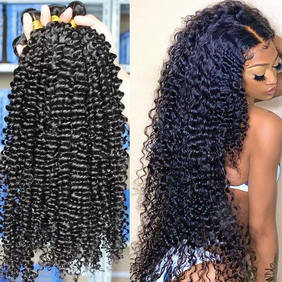 

Kinky Curly Mongolian Human Hair Bundles Weave 30 inch Virgin Human Hair 2 3 4 Bundles For Women Raw Remy Sew In Hair Extensions