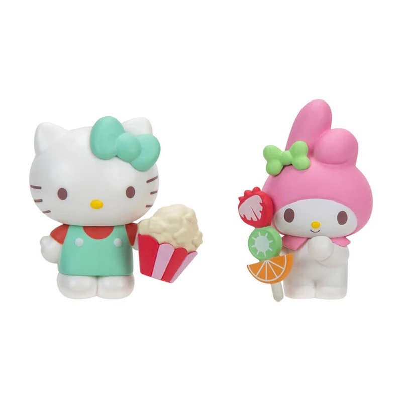 Hello Kitty and Friends Figure Sweet & Salty My Melody Kuromi Pompompurin Cinnamoroll Hello Kitty 2 Figure Pack Anime Figure Toy