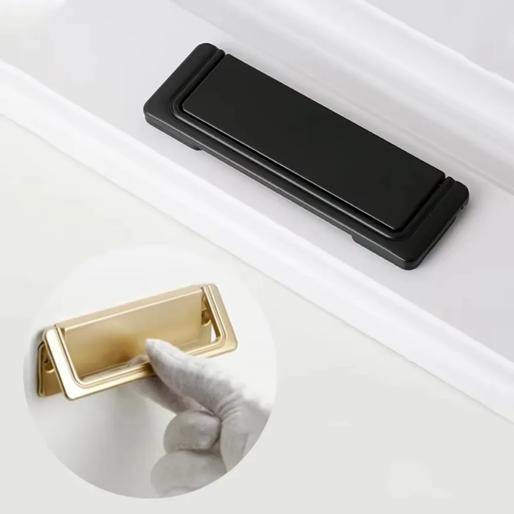 

Aluminum Alloy Drawer Cabinet Handle Flat Folding Pulls Cabinets Closets Handle Invisible Concealed Buckle