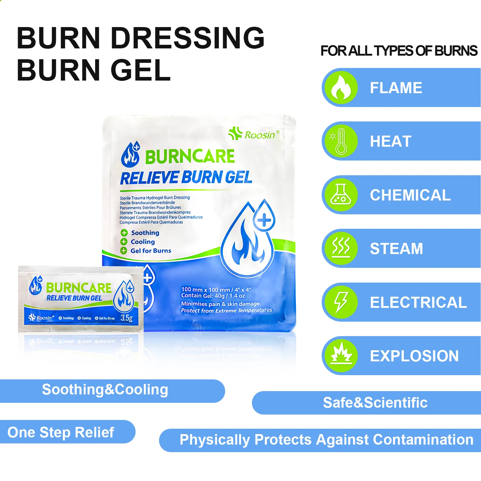 25pcs Burn Relieve Gel Set for Scald, Burn, Sunburn,Essential First Aid Kits Include Burn Gel,Cooling Cream, Burn Dressing