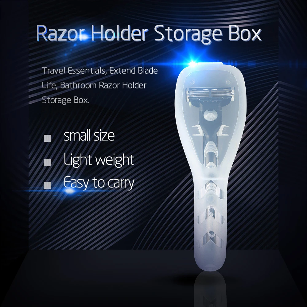 Portable Travel Men\'s Razor Case Shaving Machine Container Holder Shaver Box Transparent Plastic Razor Blades Storage Box