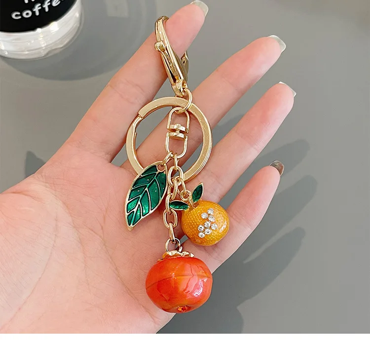 Fashion Orange Key Chain for Women Men Persimmon Keychain