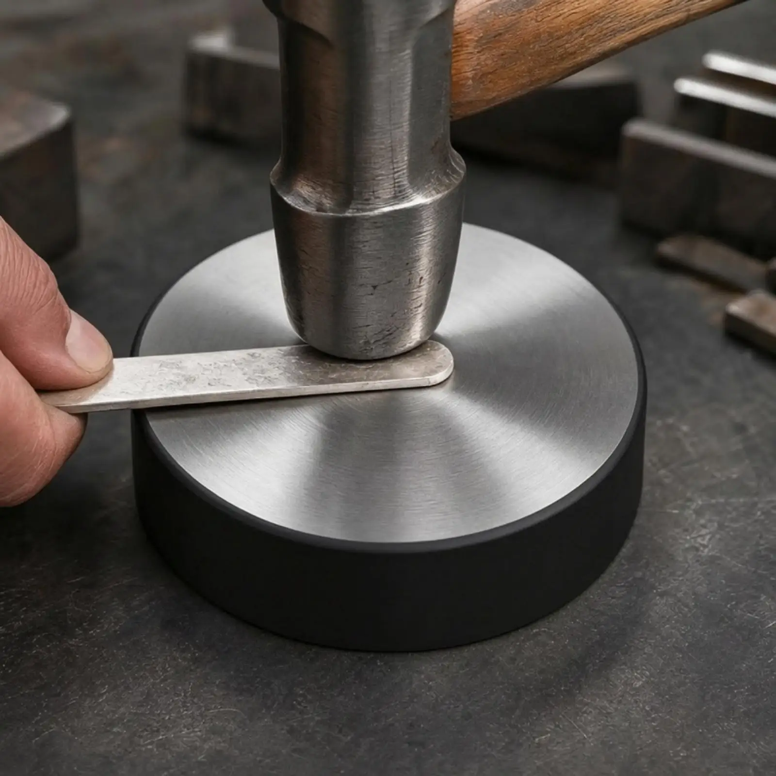 Steel Press Block for Jewelry Making Flattening Pad Round Bench Tool for Hobbyists