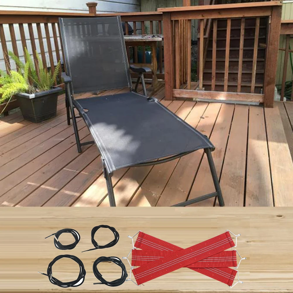 Elastic Ropes Folding Chair For Outdoor Settings Black Customizable Lounge Chair Ropes Chair Reinforcement Easy Installation