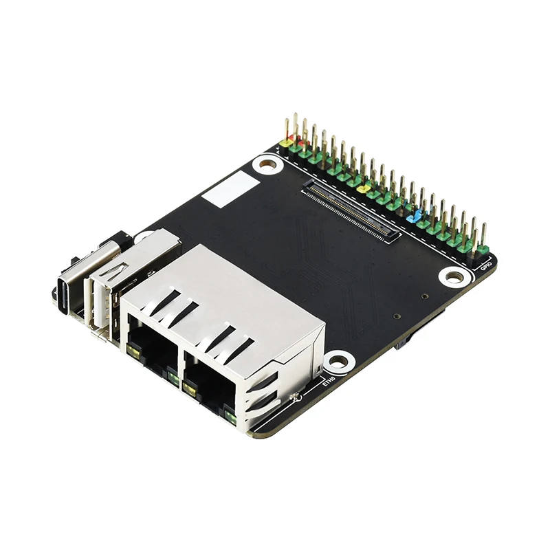 Mini Dual Gigabit Ethernet Base Board CM4-Dual-ETH-MINI-BOX Designed for Raspberry Pi Compute Module 4, 40PIN GPIO Interface