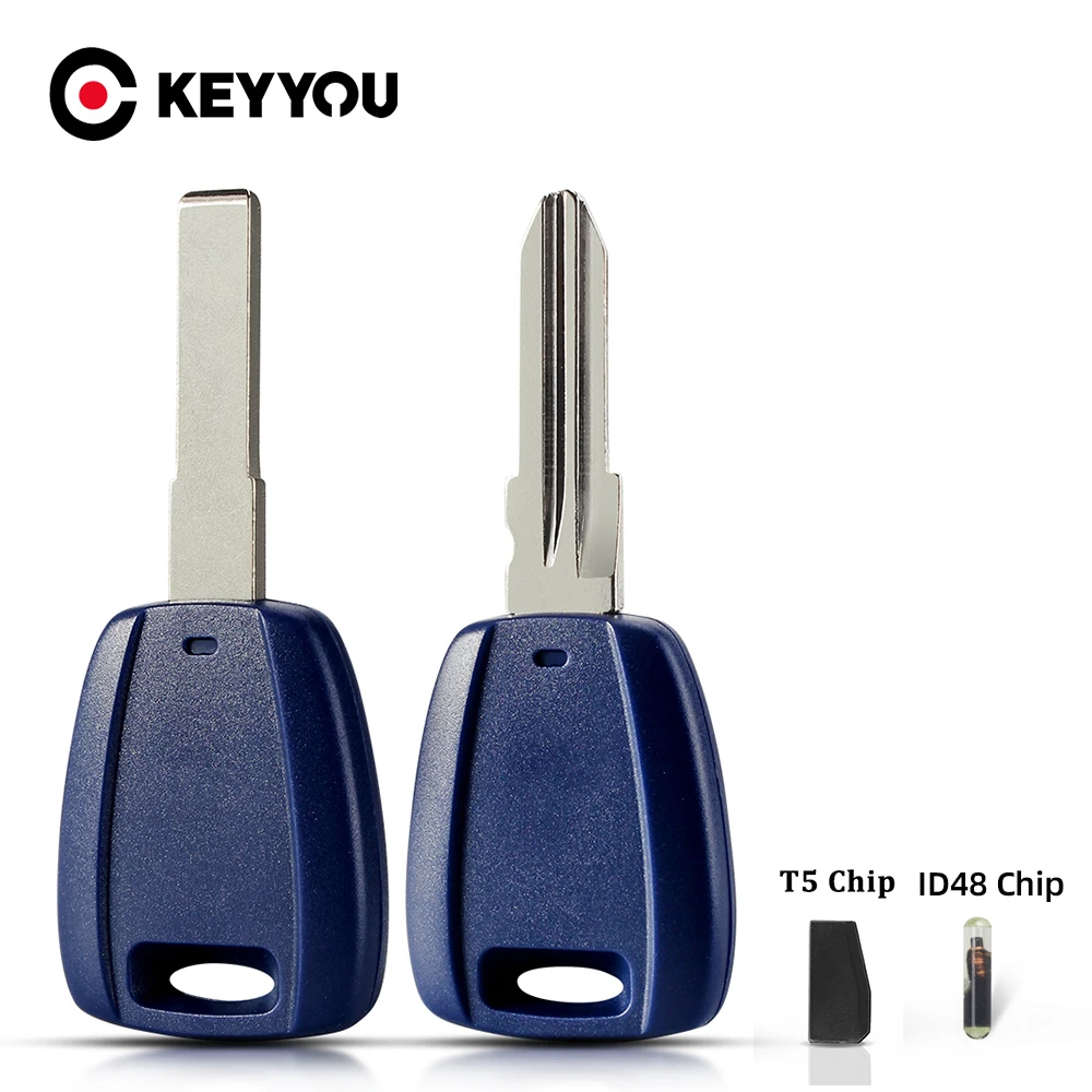 KEYYOU For Fiat Key Case Replacement SIP22/GT15R Blank Shell Fit For Fiat 500 Ducato Transponder Uncut Blade ID48/T5 Chip