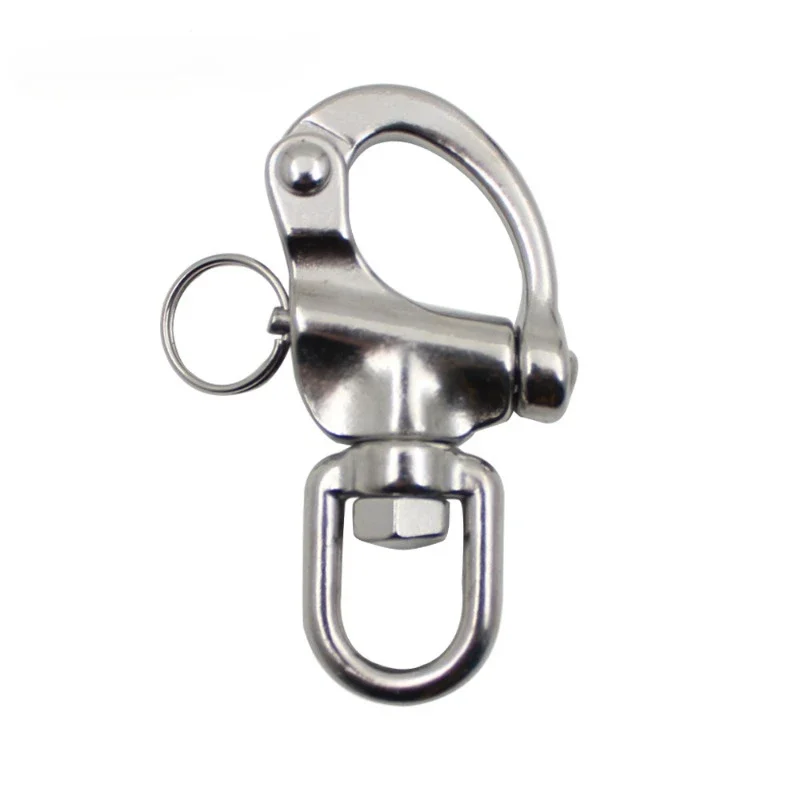 316 Stainless Steel Ring Type Rotating Spring Shackle Hand Pulled Quick Hanging Shackle Marine Hardware Accessories