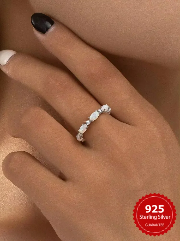 Wunderschöner, fortschrittlicher kleiner ovaler Stapel-Zirkon-Ring aus 925er-Sterlingsilber für Frauen, Verlobung, Hochzeit, luxuriöser, hochwertiger edler Schmuck