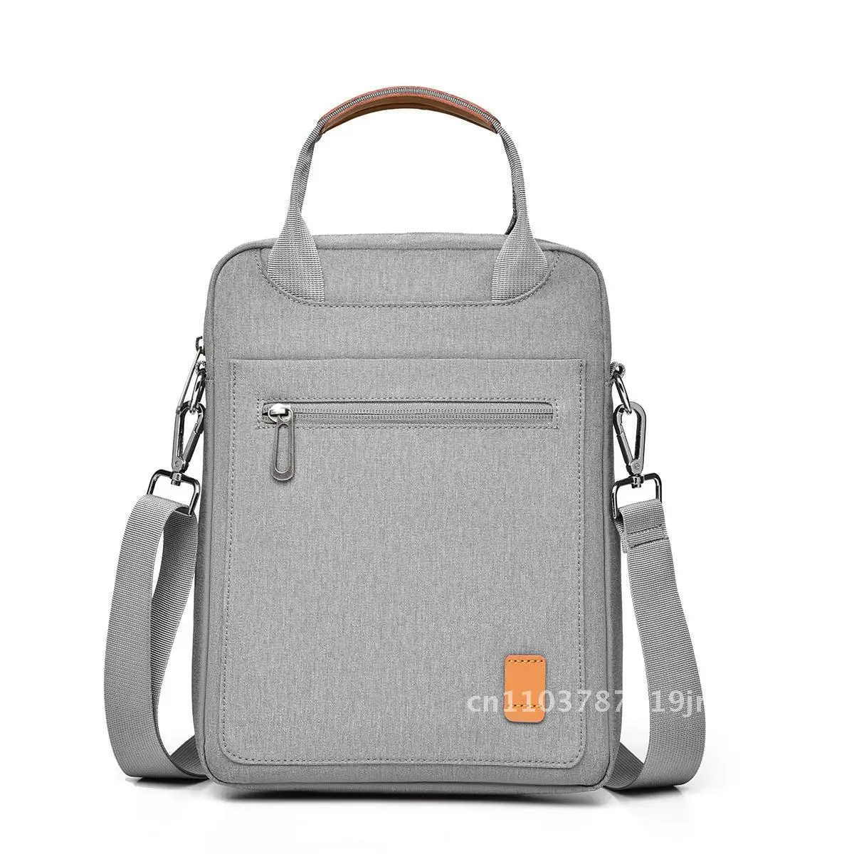 Lightweight Portable Tablet Storage Bag Large Capacity iPad Liner Messenger Computer Bag Unisex Gray/Navy Waterproof Nylon