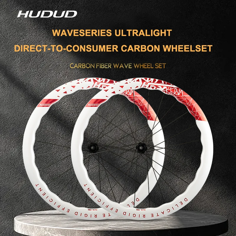 

HUDUD T800 CARBON ROAD BIKE WAVE RIM WHEELSET 36T RATCHET HUB