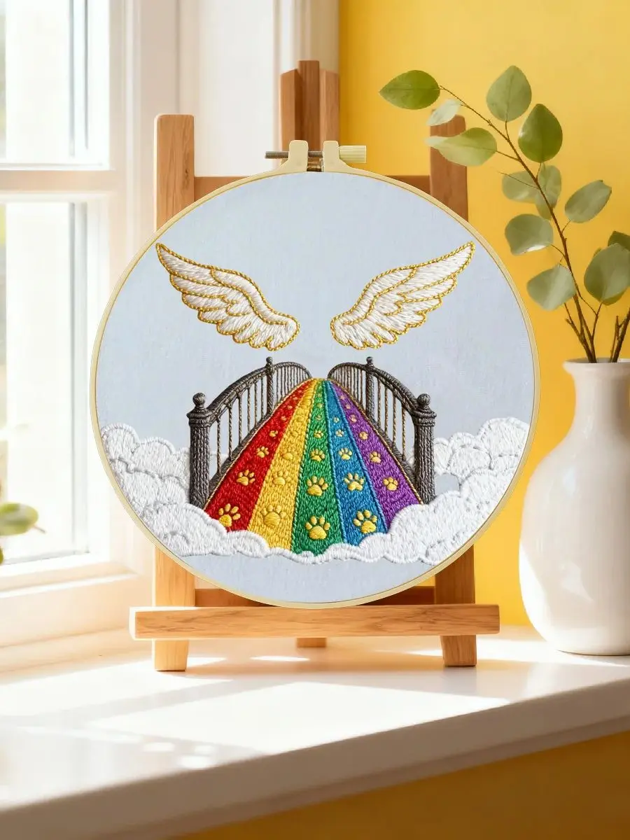 1 Stück 20X20CM/15X15CM 7,87/6,3 Zoll Regenbogenbrücke Stickerei Starter-Kit DIY-Kit DIY-Stickerei-Set Handarbeiten Malerei – Detail 6
