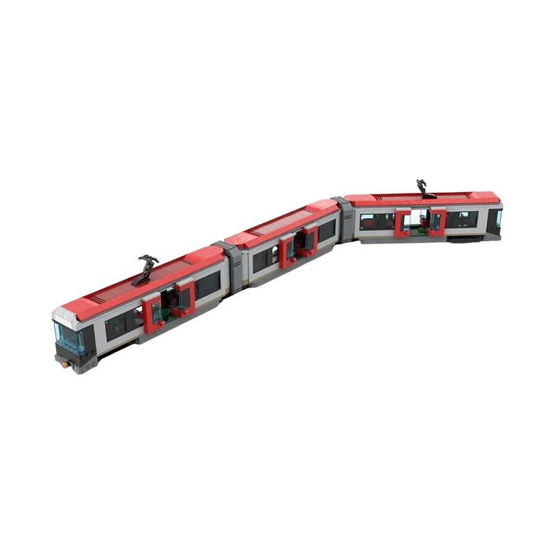 MOC Modern Articulated Metro Subway Train Building Blocks Set Minifig-Scale Urban Commuter Railway Model Adult Gift