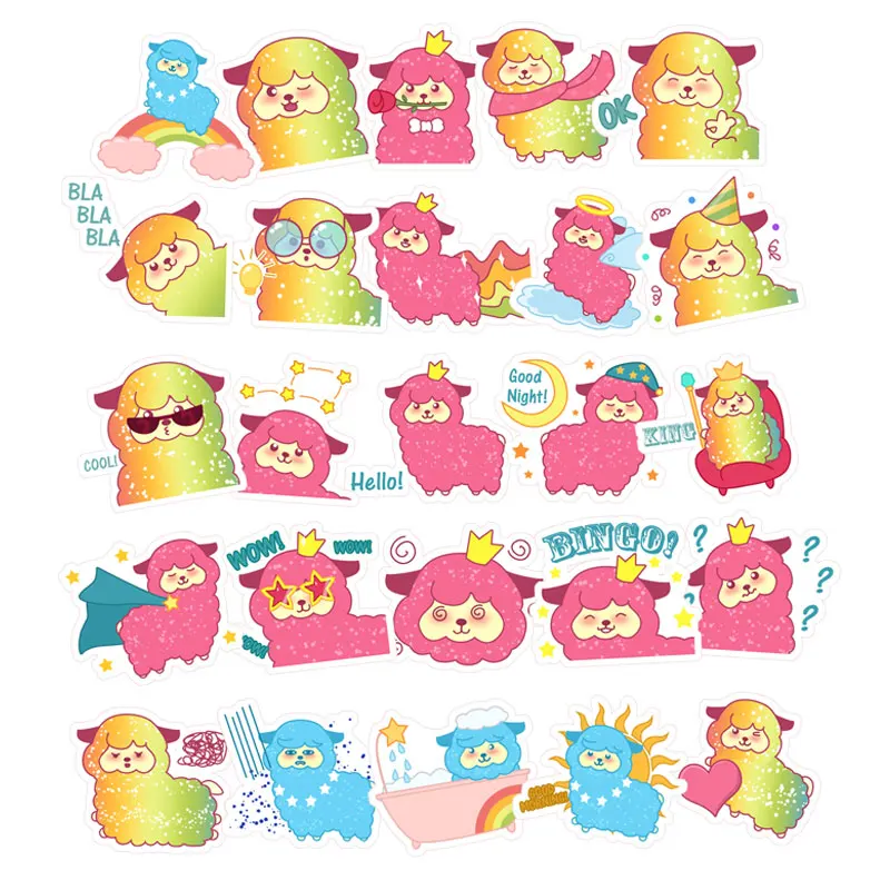 40pcs Cute Alpaca Stickers Small Self-Adhesive Decals for Photo Album,Journal, Scrapbook, Random Delivery&Not Repeated