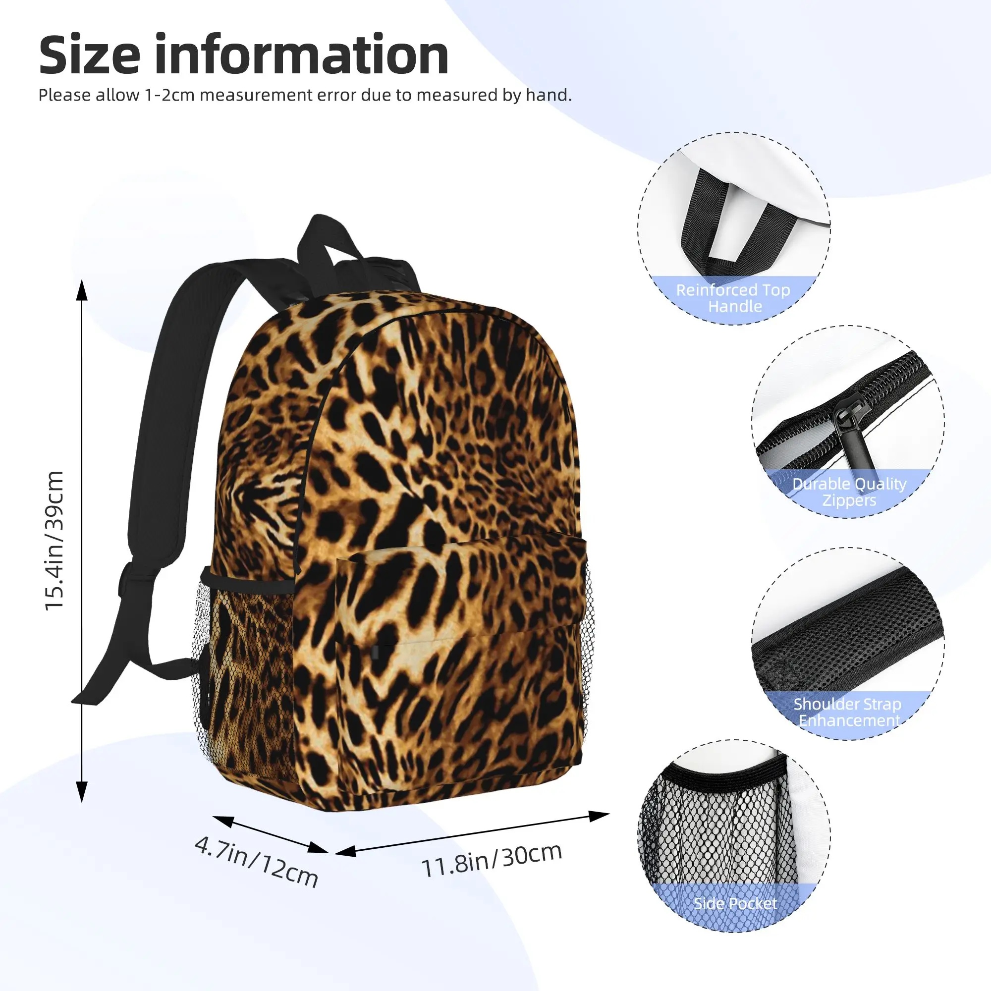 Leopard Skin Backpack Hot Sale Daypack Large Capacity Boys Girls BookBag Shoulder Bags for Men Women School Bag