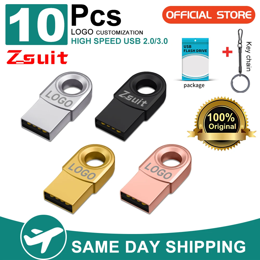 Zsuit Newes 10PCS Mini USB Sticks 4GB Creative Memory Disk 16G 32GB USB Flash Drive 64G Free Logo Gift U Stick Waterproof U Disk