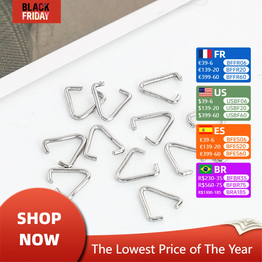 100pcs Triangle Open Jump Rings Clip Buckle Chandelier Crystal Bead Connector Clasps Hooks Pendant Jewelry Findings Accessories